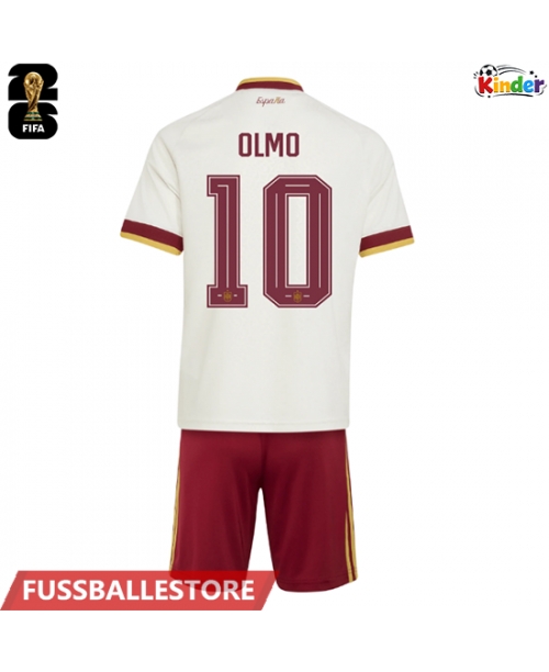 Günstige Spanien Dani Olmo #10 Auswärts Trikotsatzt Kinder WM 2026 Kurzarm (+ Kurze Hosen)